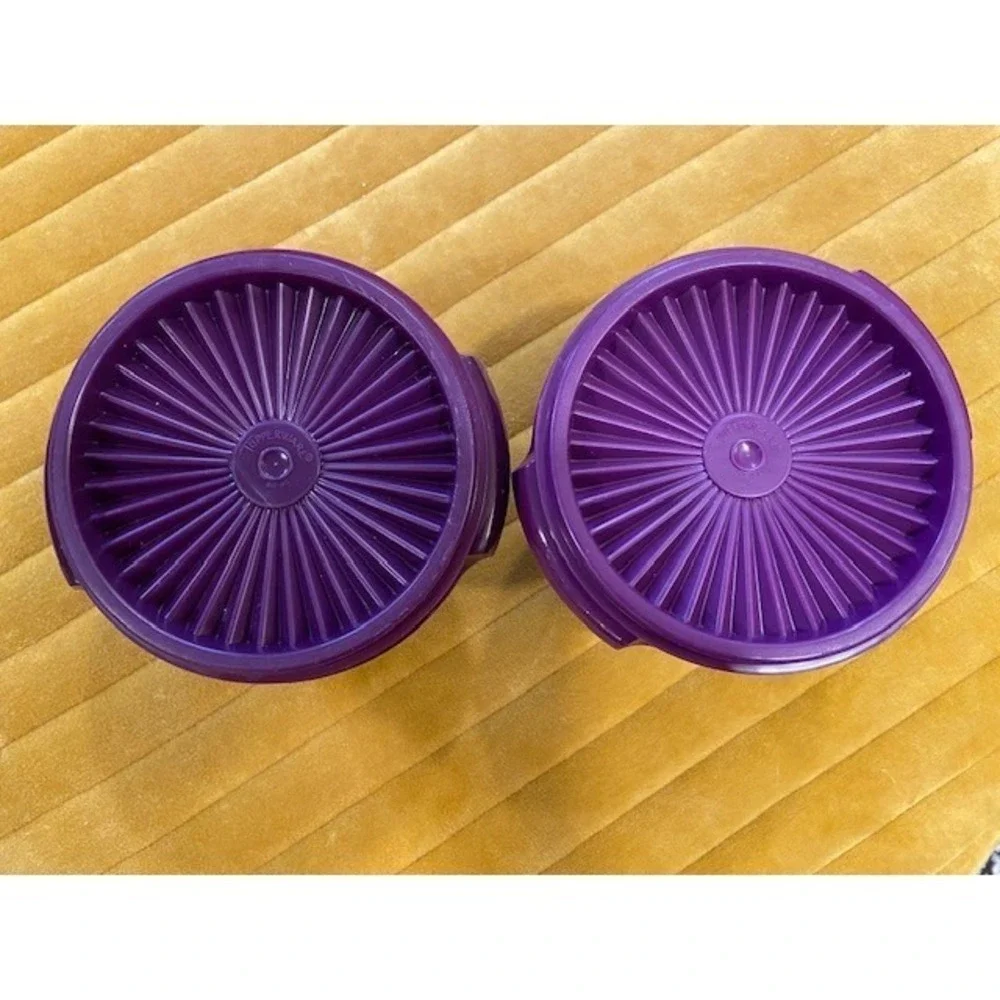 Purple Tupperware Servalier Bowls 600ml 2.5 Cup Set of 2 with Sunburst Lids 886